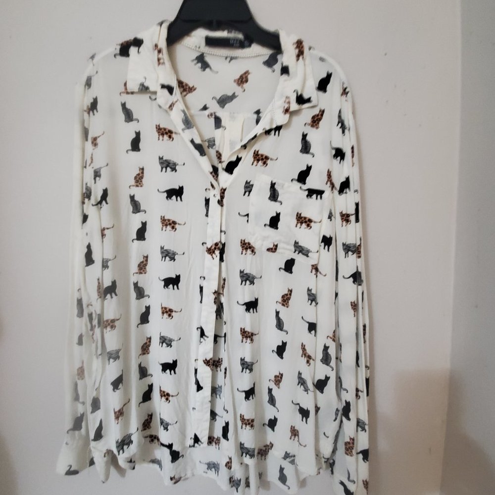Cat Print Blouse